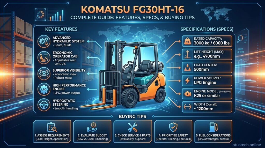 Komatsu FG30HT-16 forklift truck for heavy-duty industrial lifting and warehouse material handling